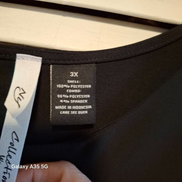 NY Collection Womens Black Sleeveless Tunic Top 3X With Laser-Cut Hem Detailing - Picture 4 of 9